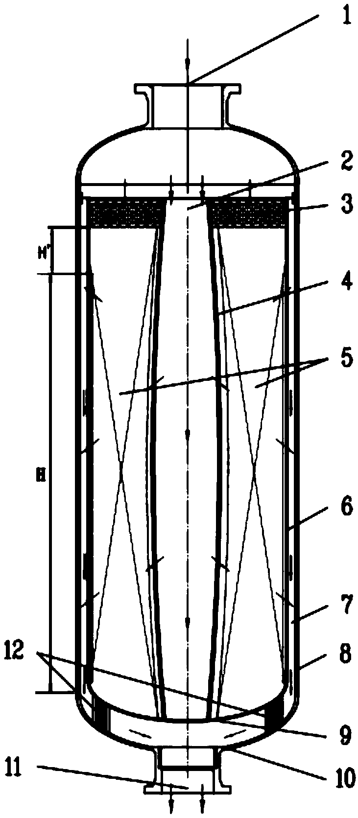 Low-pressure-drop Z-type radial centrifugal flow fixed bed reactor