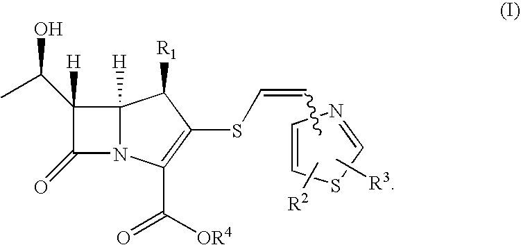 2-thioethenyl substituted carbapenem derivatives