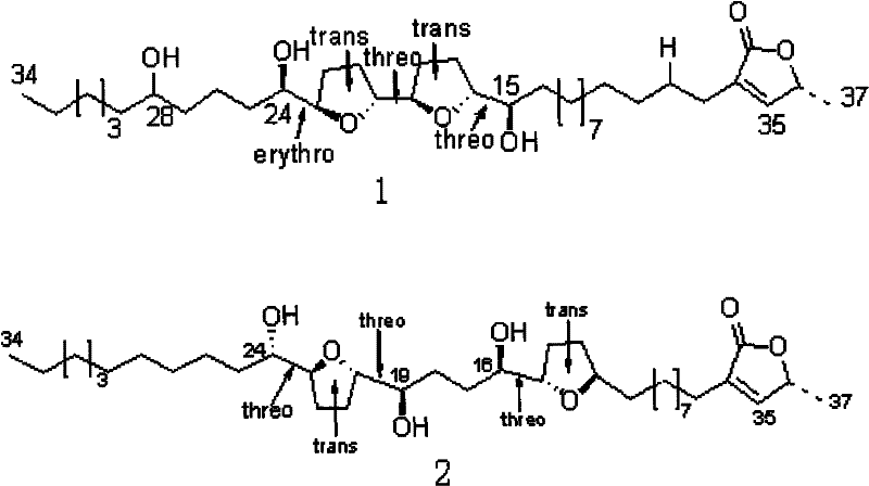 Refined cherimoya total inner ester with anti-tumor activity and preparation method thereof