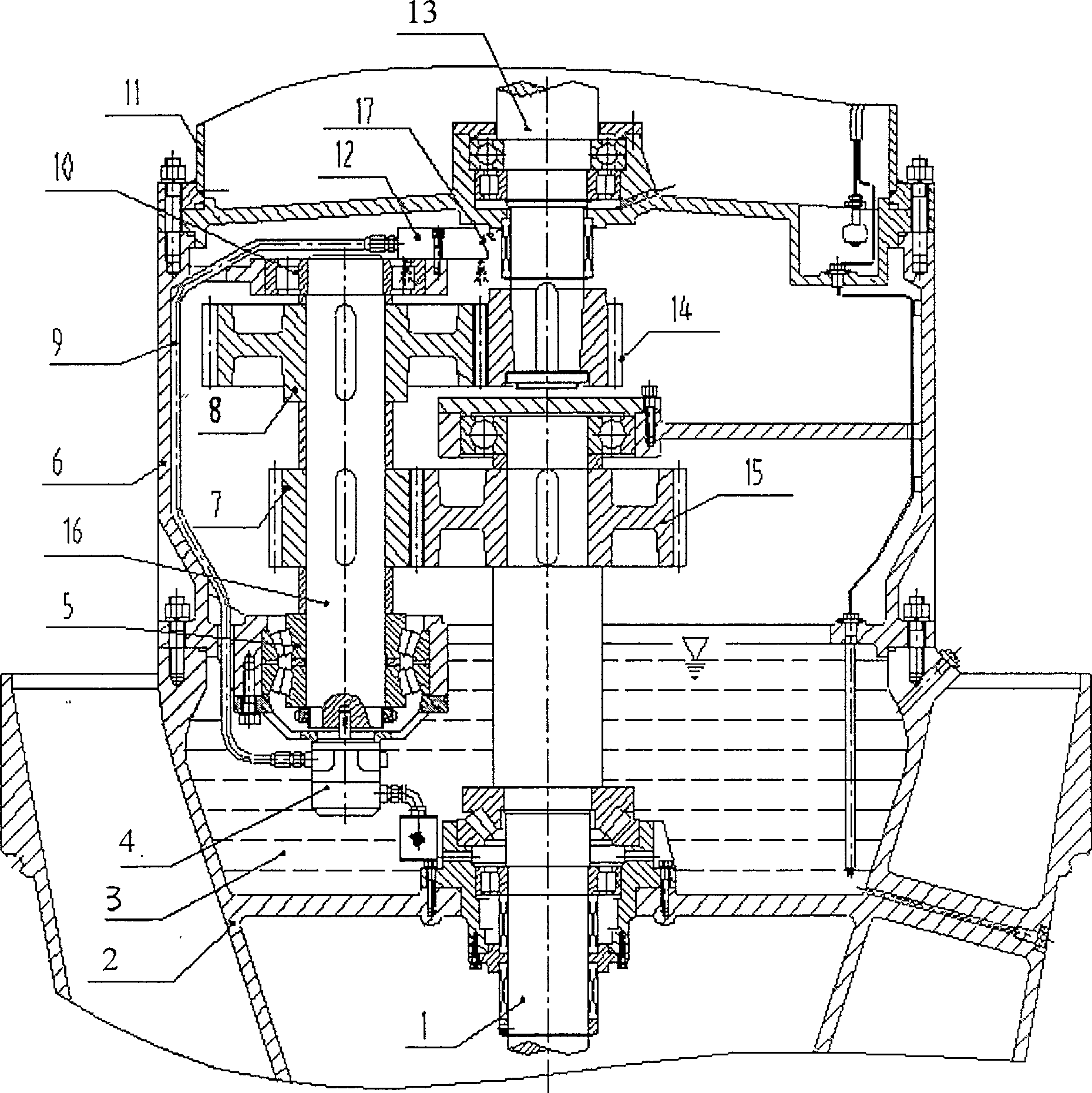 Diving electric pump with decelerator