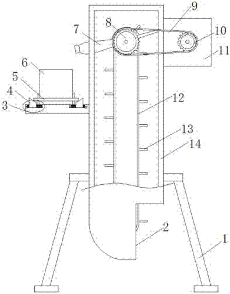 Novel lifting conveying device for barley rice processing