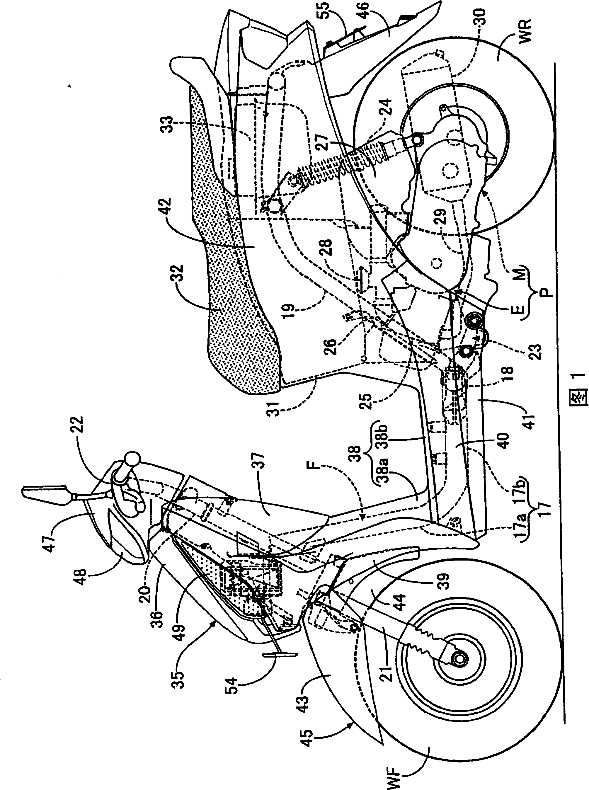 Foreside bodywork cover structure of motorcycle