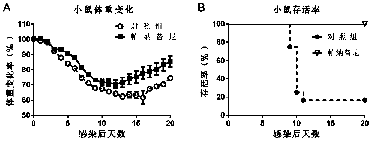 Application of panatinib in preparation of medicament for treating influenza virus infection