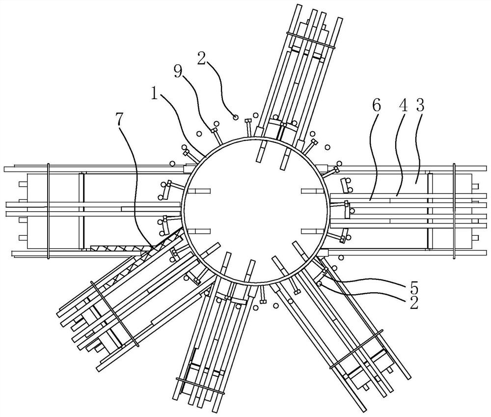 Connecting structure of stiff tubular column and reinforced concrete beam column