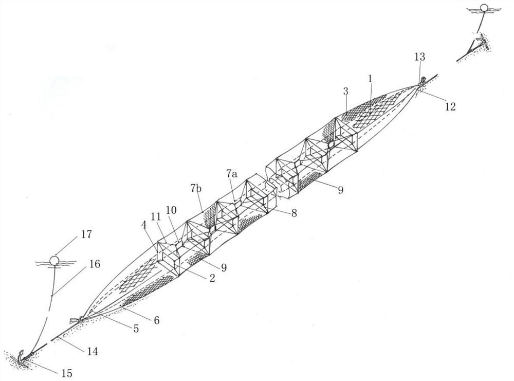 Device and method for selective fishing test of ground cage fishing gear