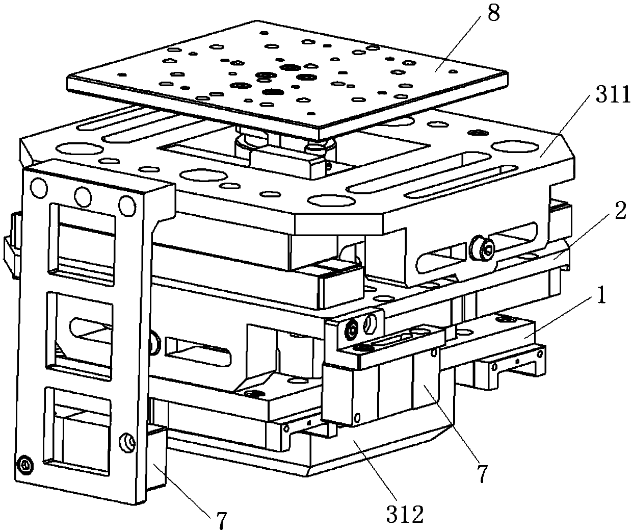 Mosaic laminated type XYZ three-dimensional dynamic microdrive device