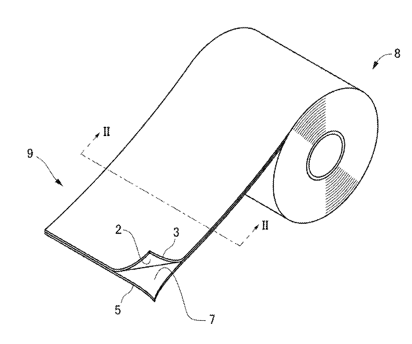 Roll-shaped-composite-linerless label