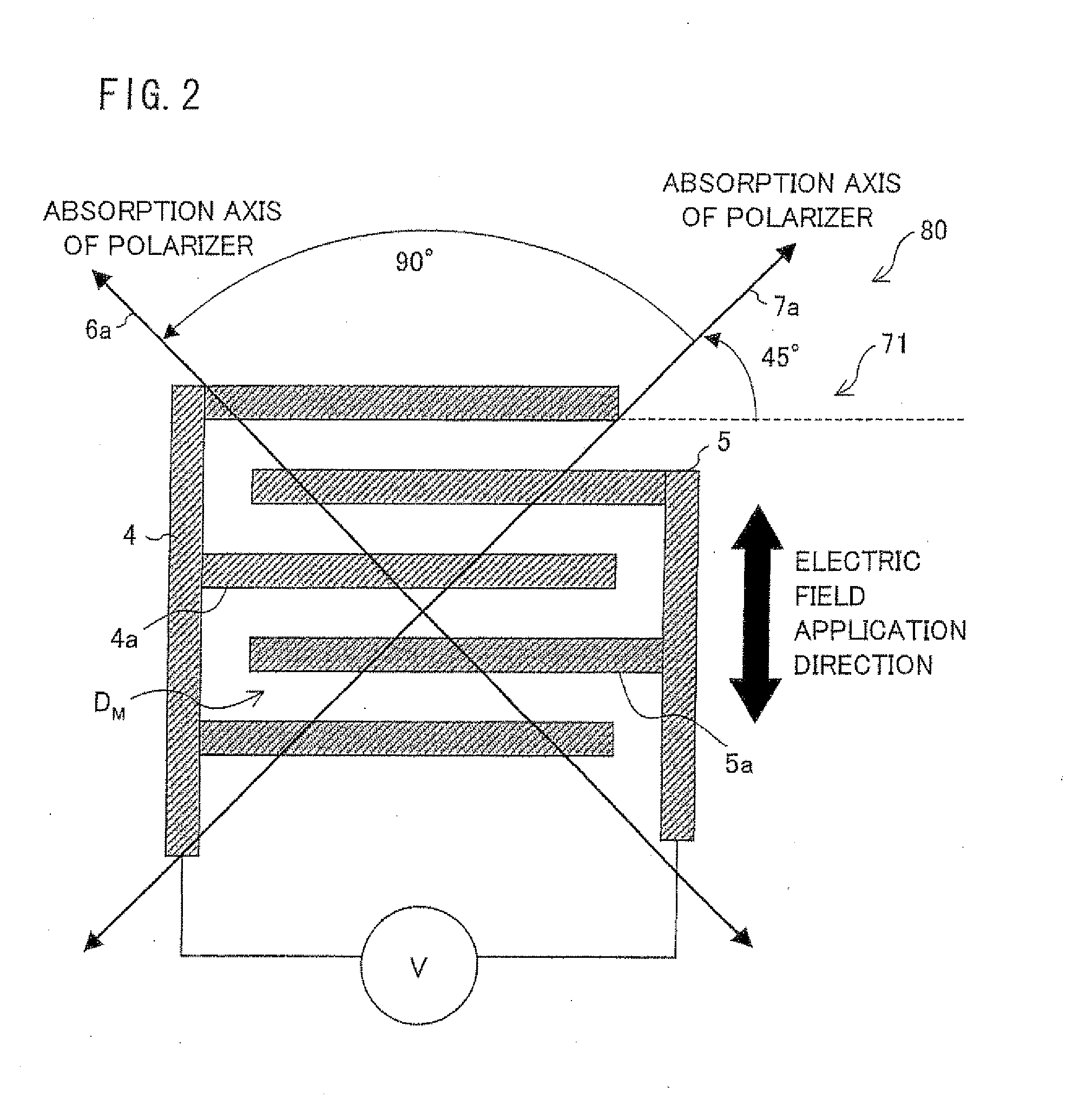 Display device producing display by changing shape of refractive index ellipsoid of medium by applying electric field to medium