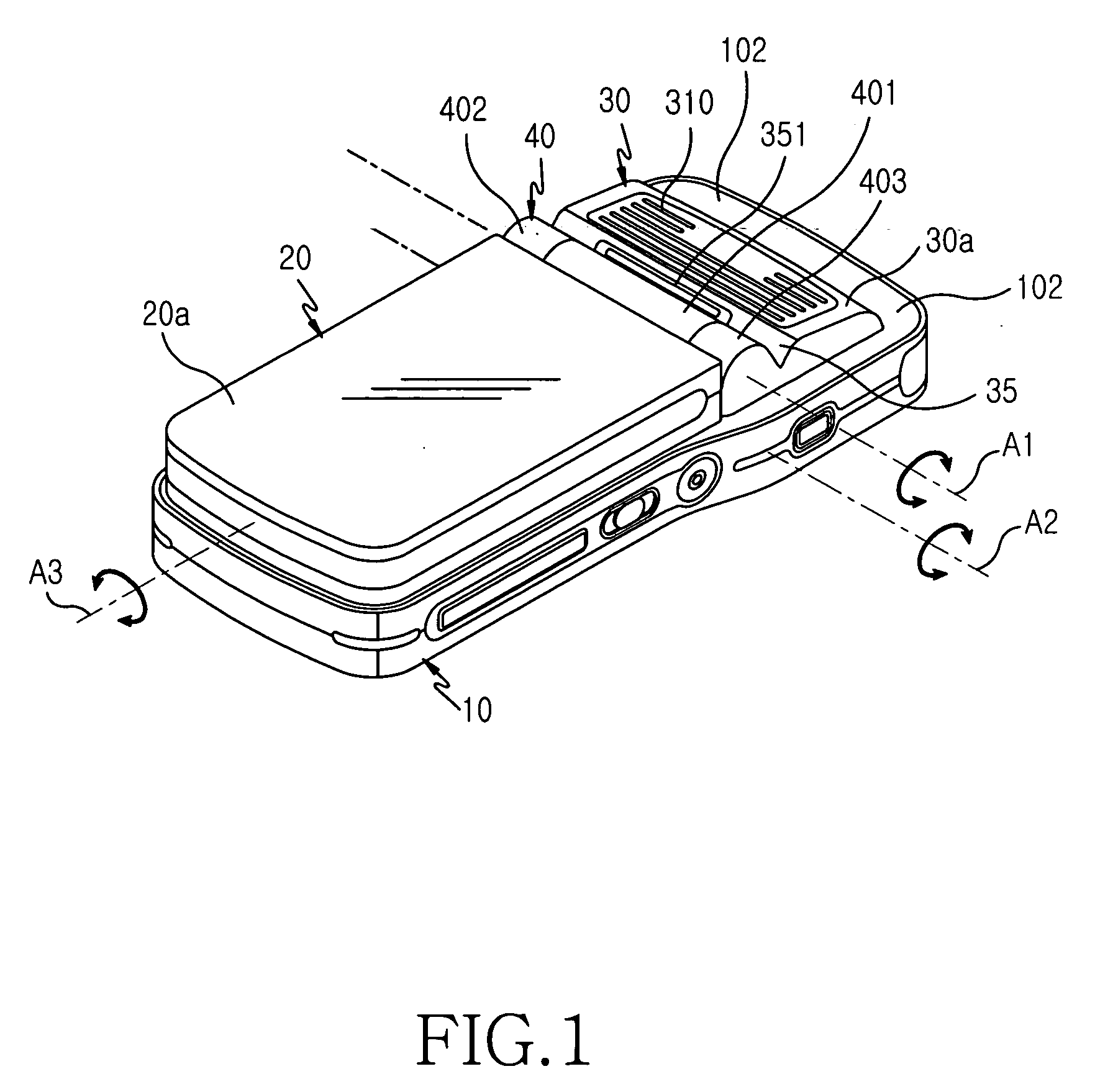 Portable communication apparatus having triple-axis hinge folder and rotation locking device thereof