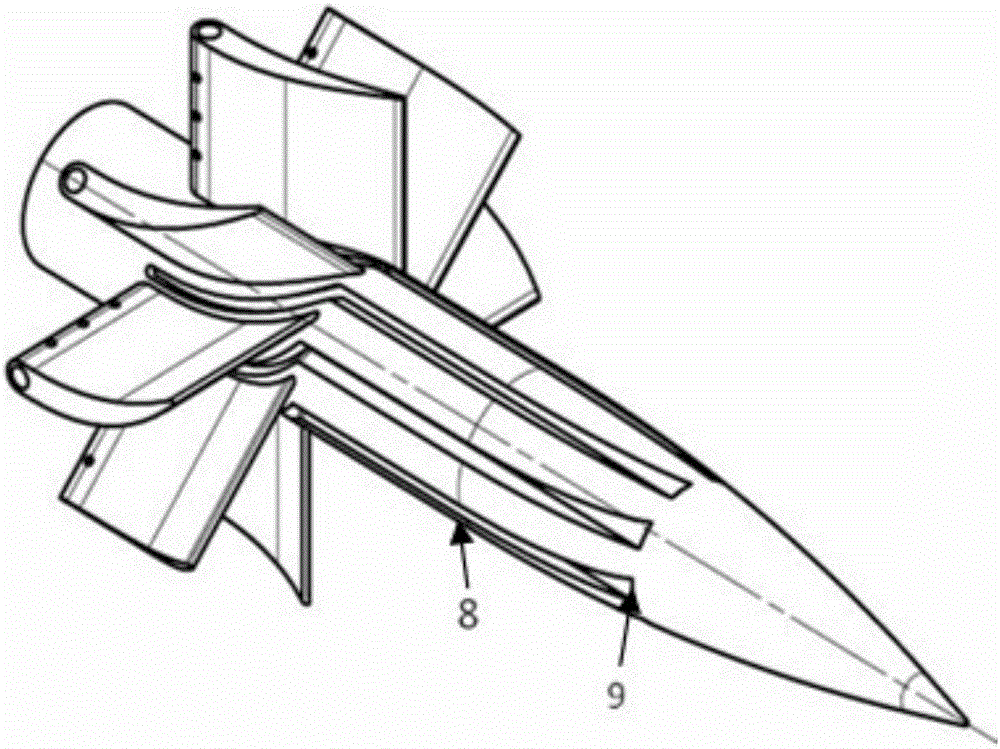 Slotted swirl nozzle in center body of gas turbine combustor