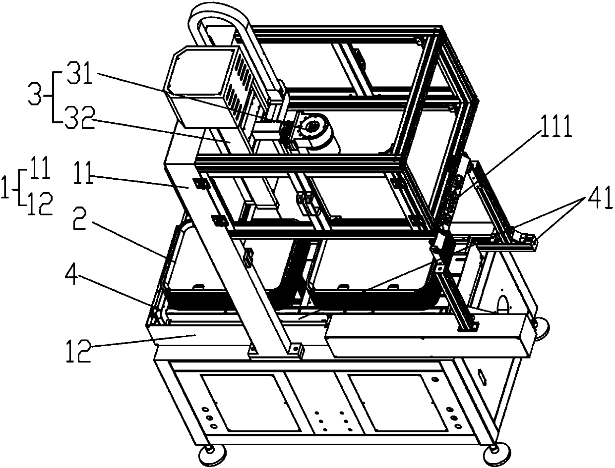 Intelligent production line for searching positions and inserting mobile phone touch screens in cages