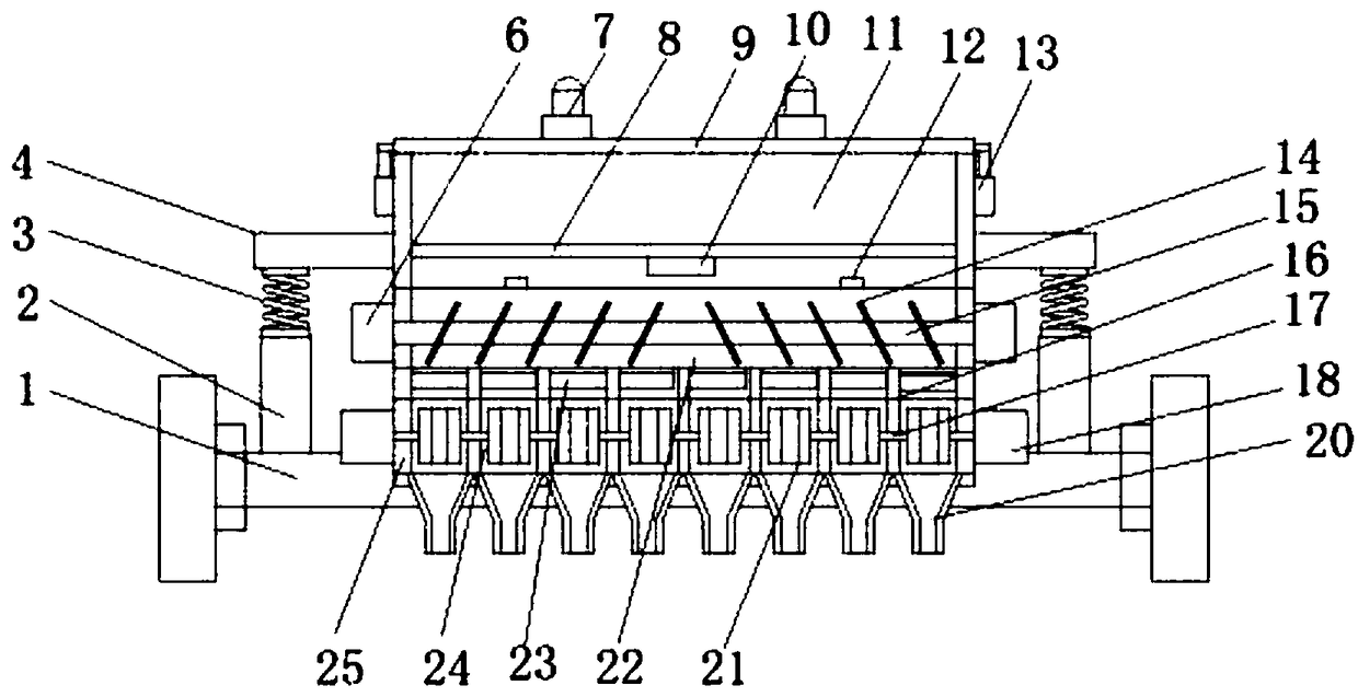 Automatic seeding device for agricultural tillage