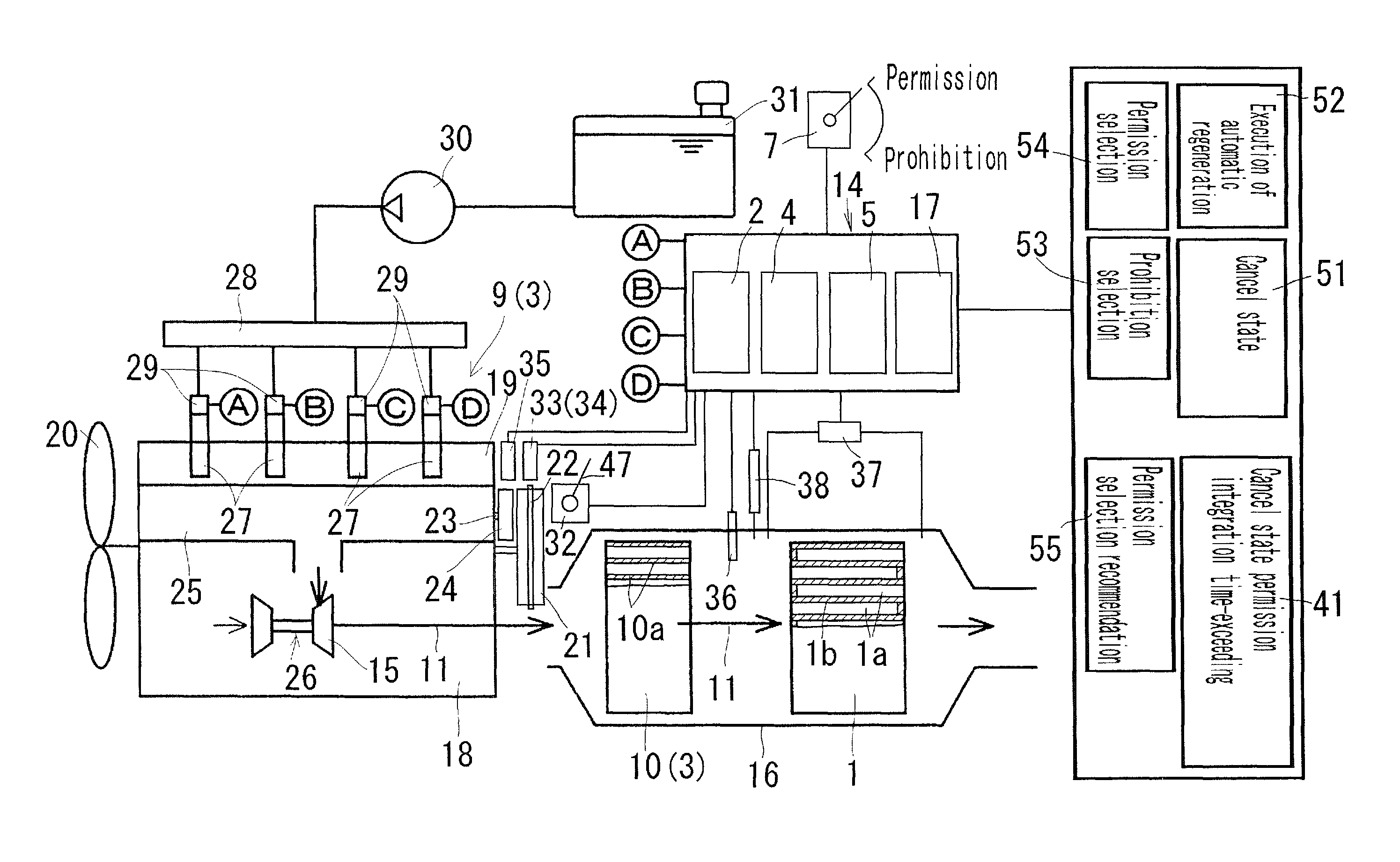 Exhaust treatment device for a diesel engine