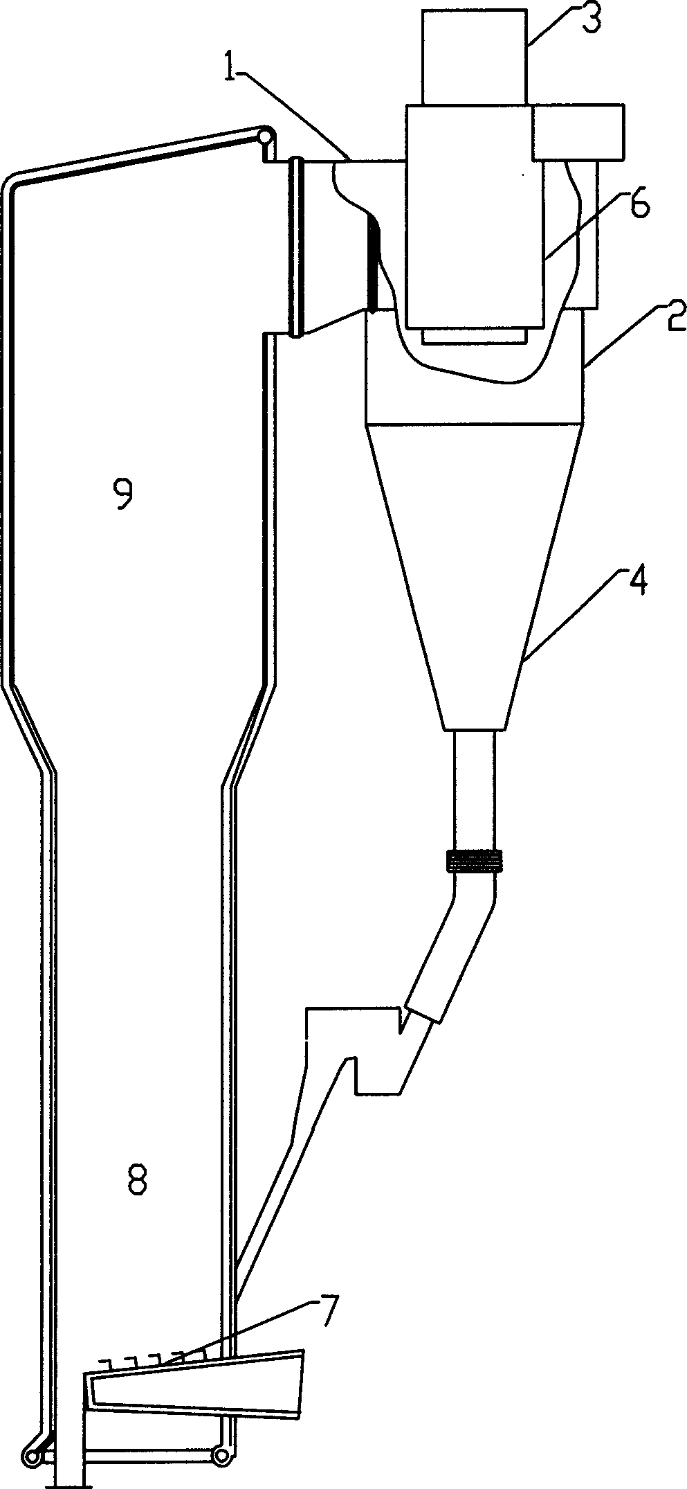 Fluidized bed boiler with multifunctional cyclone separator