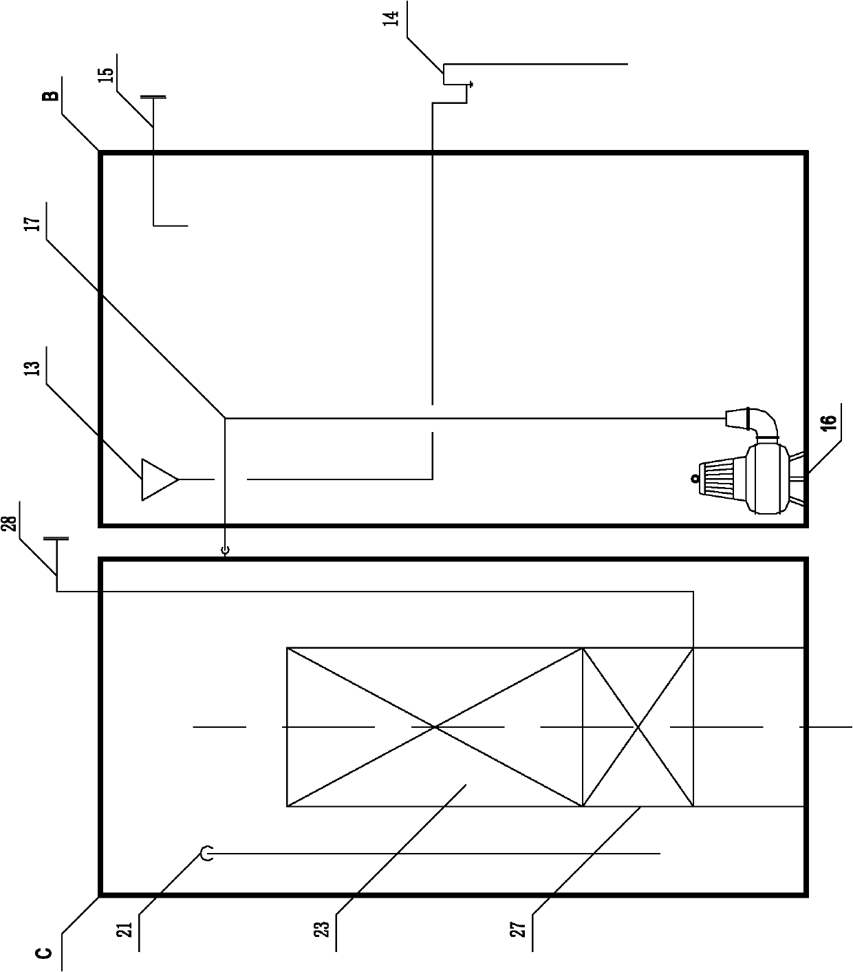 Combined type MBR (membrane bioreactor) sewage treating and recycling device for offshore platform