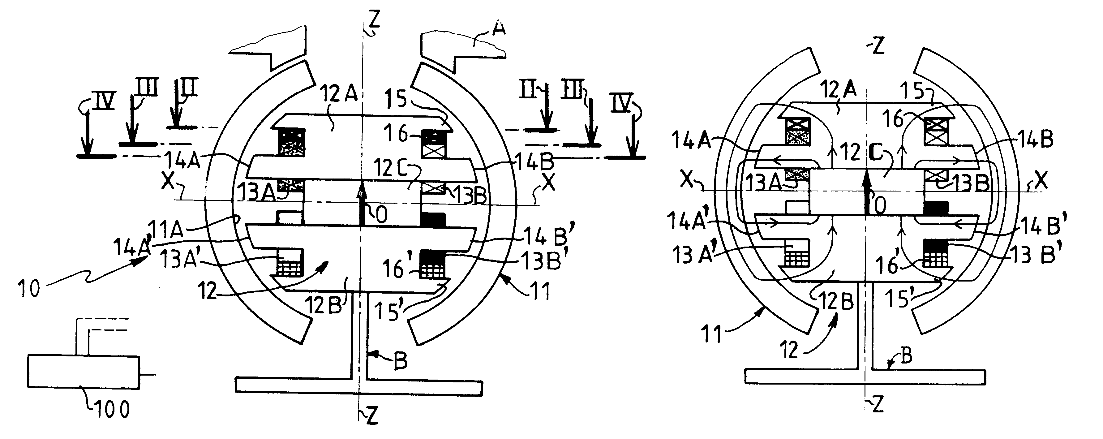 Ball joint type magnetic bearing for tilting body