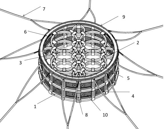 Large non-metal net cage platform system suitable for deep sea fishery breeding