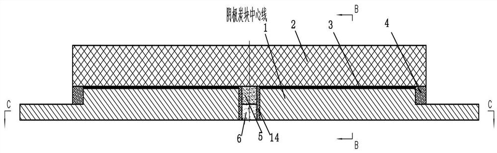 Structure of combined cathode steel bar and cathode carbon block set