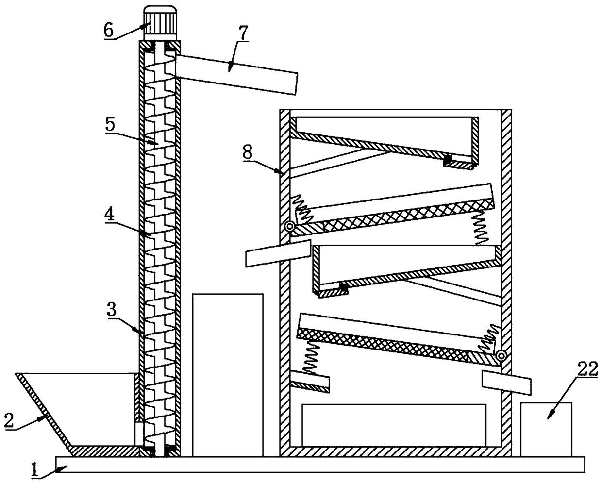 Self-vibration type corn grading device