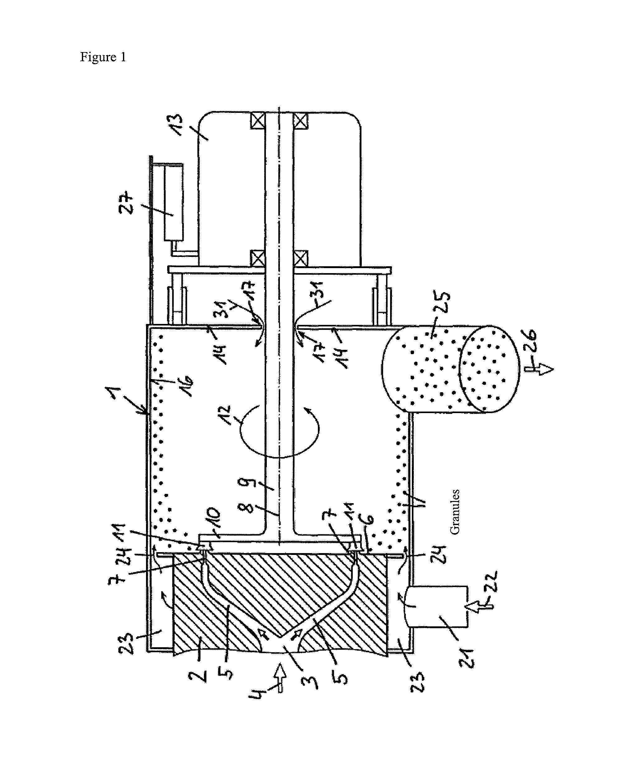 Apparatus for granulating hot cut