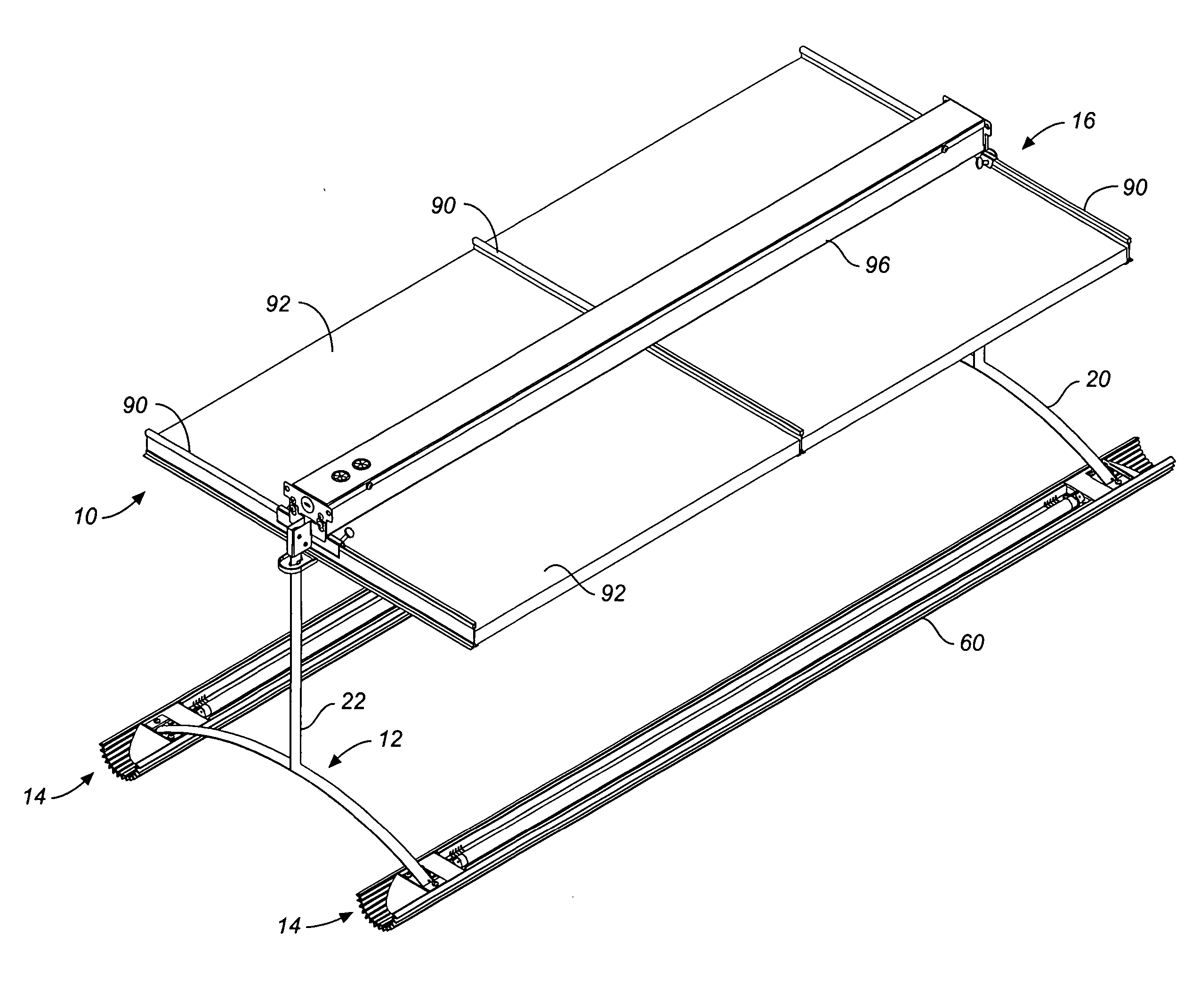 Small profile hanger system for ceiling suspended lighting fixtures