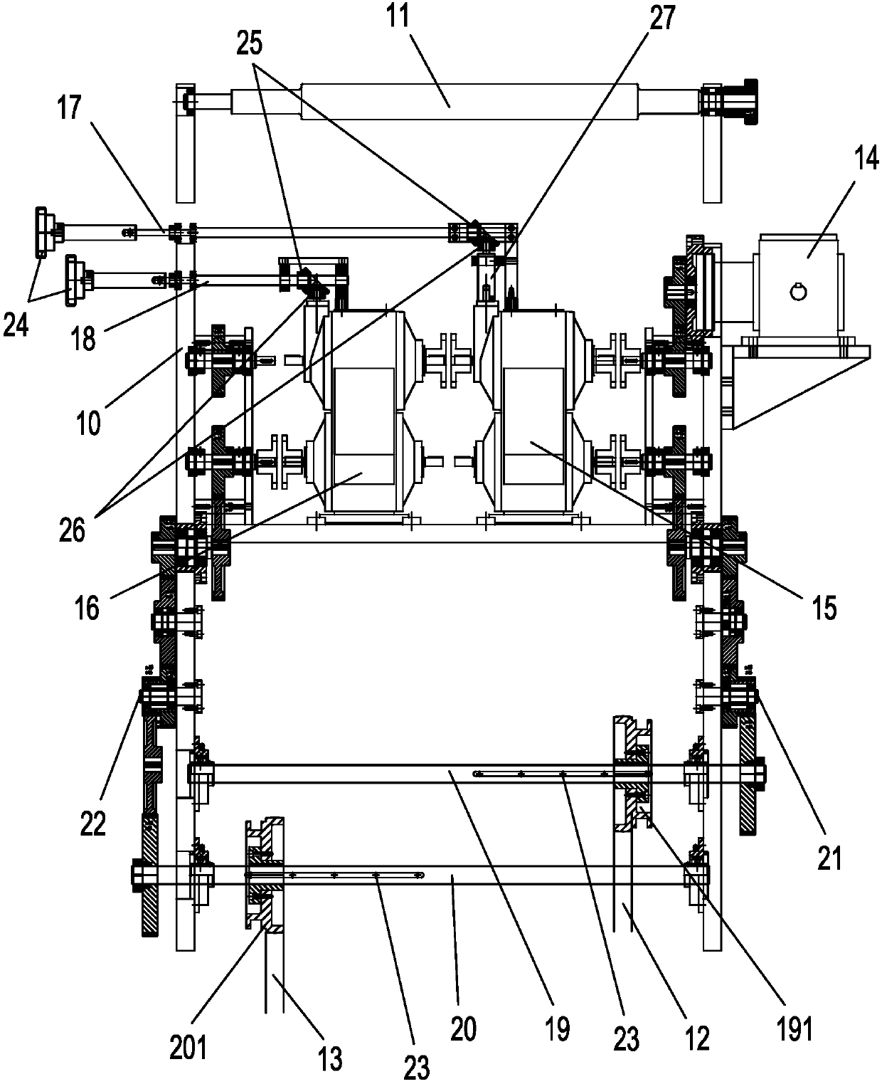 Paper bag machine conveying belt adjusting device