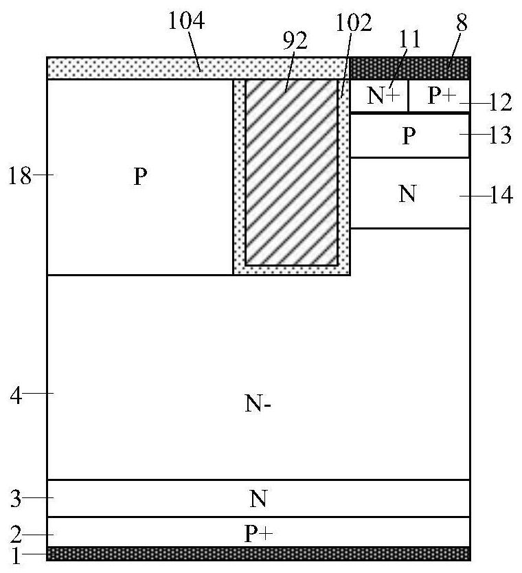 A split gate cstbt with pmos current clamping and method of making the same