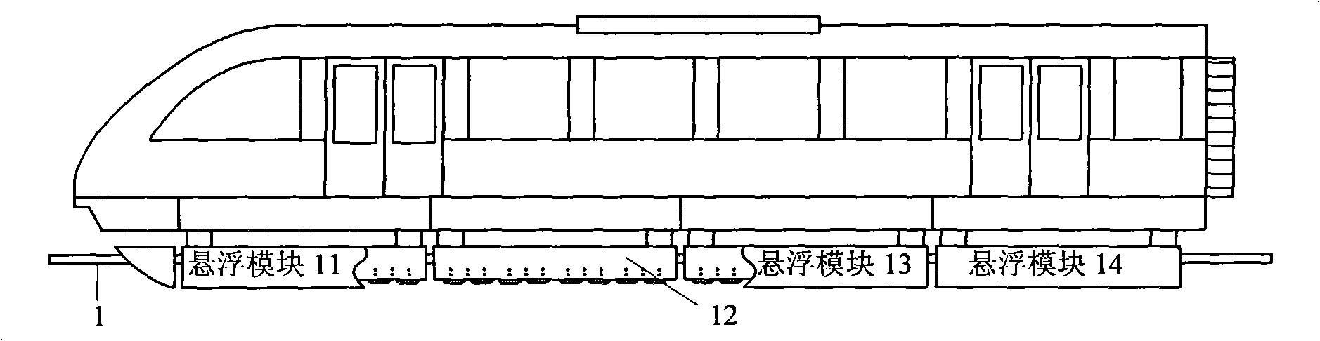 Distributed active fault tolerant control system of electromagnetic type magnetic floating train suspending module