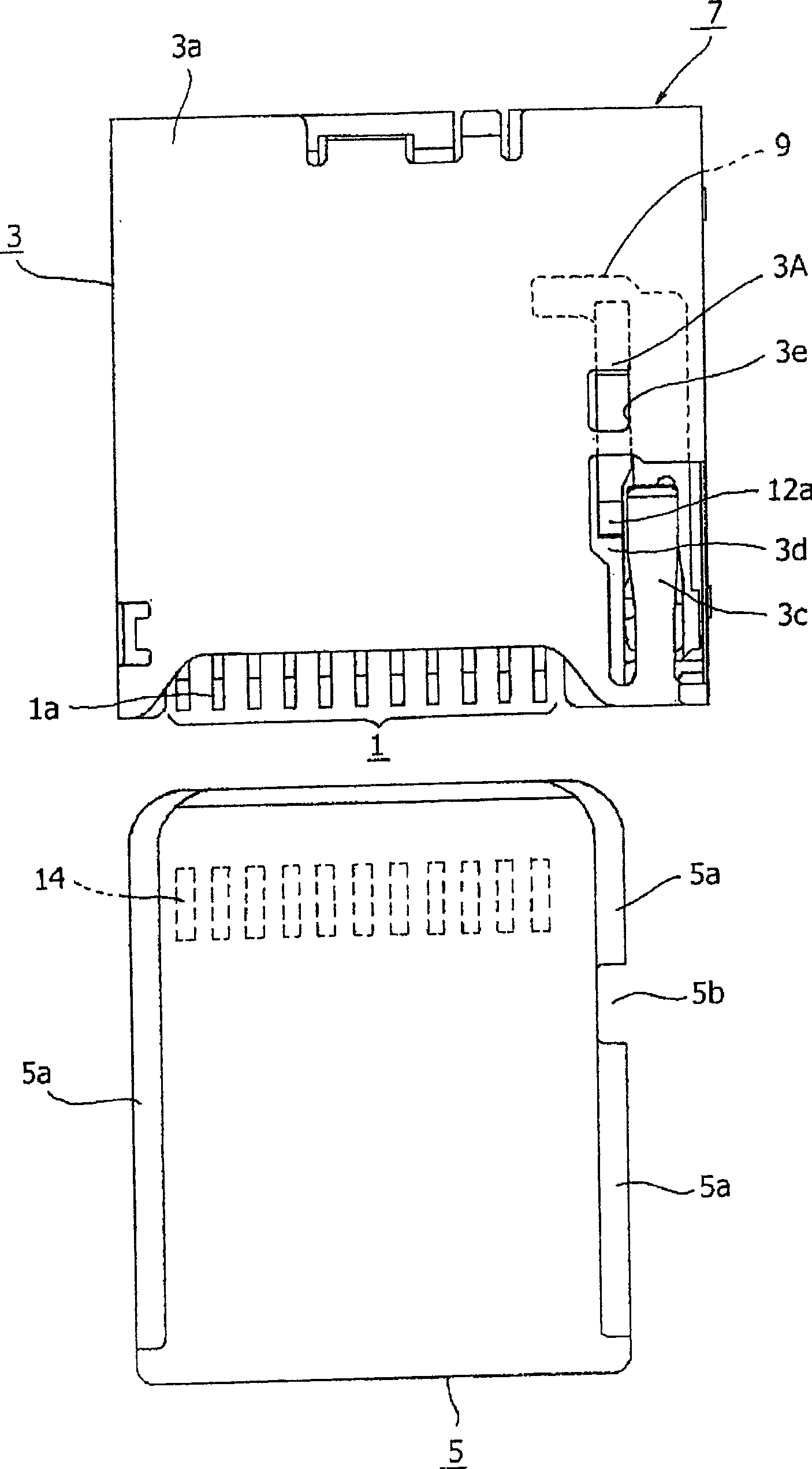 Connector mechanism for card