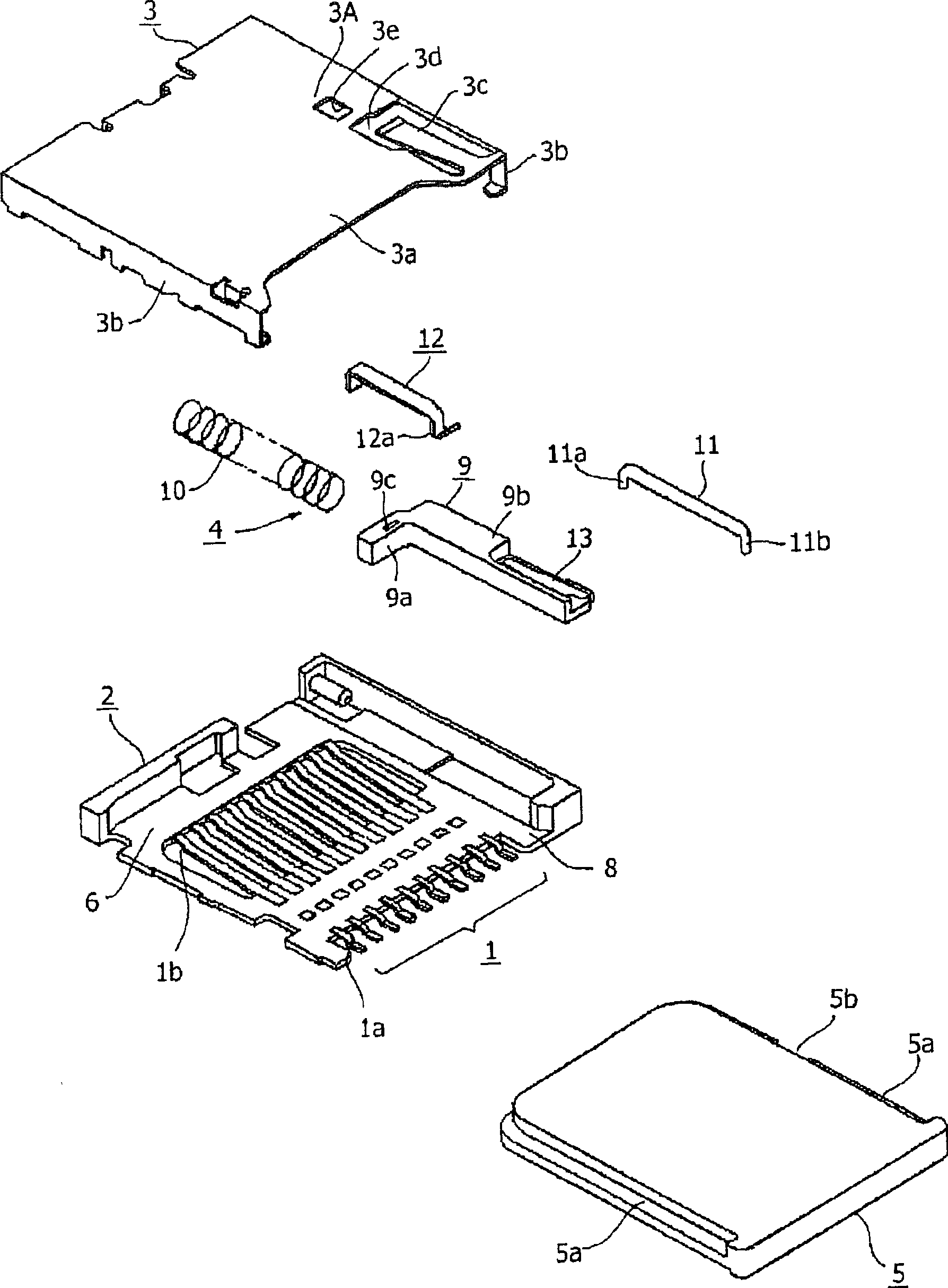 Connector mechanism for card