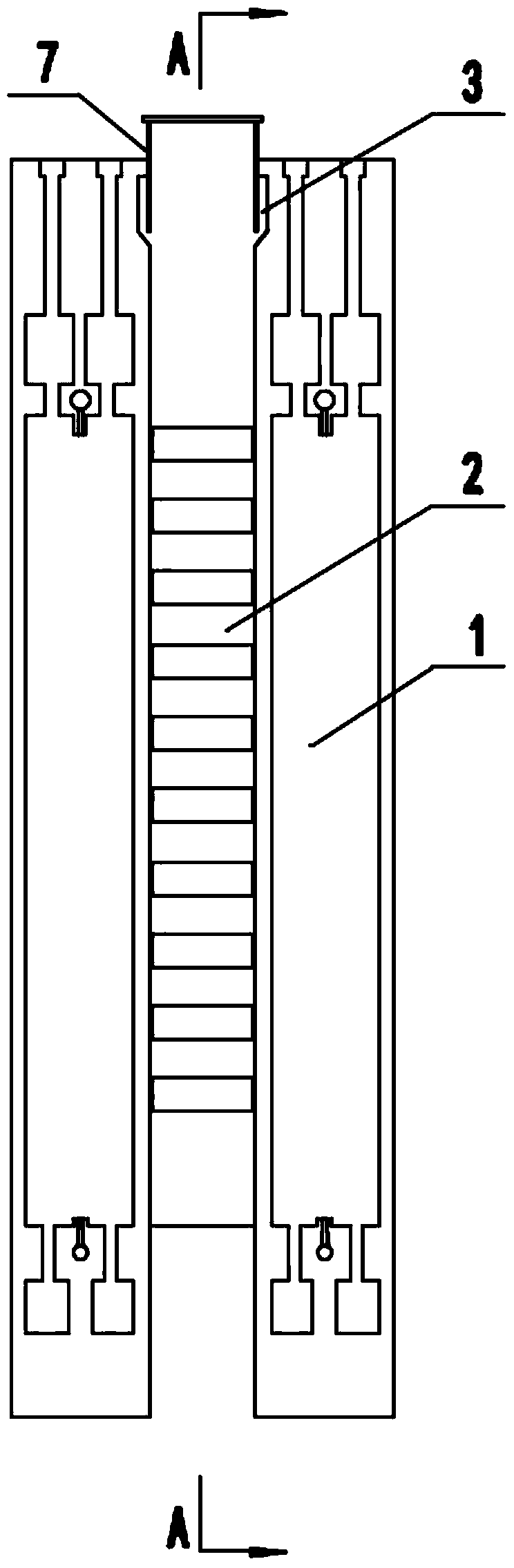 Vertical furnace carbonization chamber with internal gas collection cavities