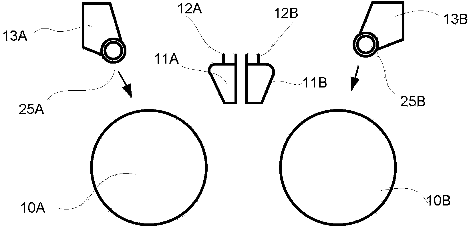 Method and device in a winder for webs, in particular feeding new cores to a winder