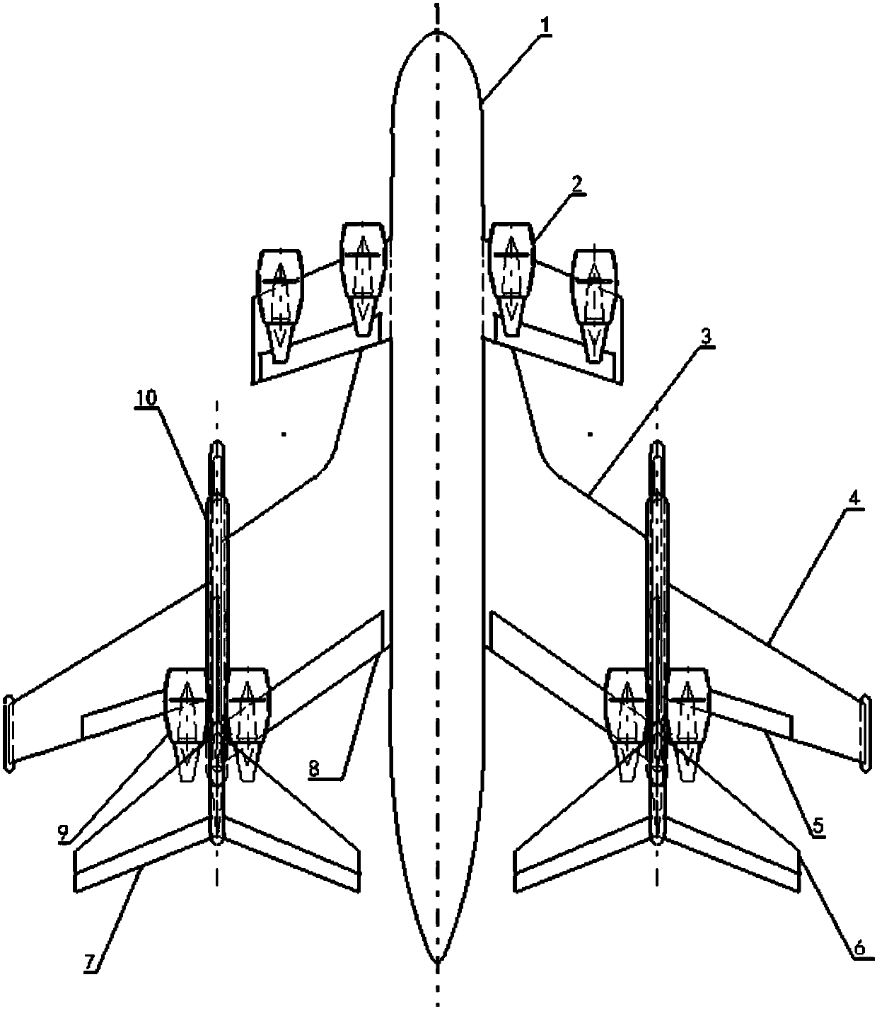 Ground effect aircraft with two ultra-large T-shaped tail wings