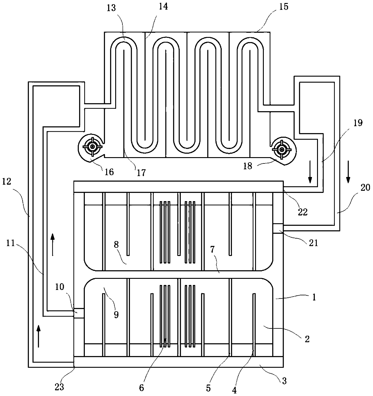 Circulating cooling type continuous casting crystallizer