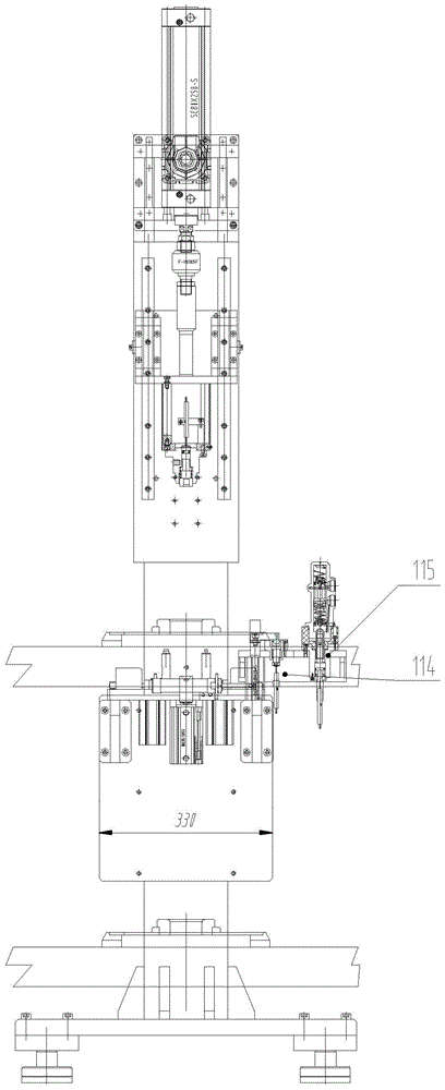 An ejector head adjustment press-fit detection device in a vacuum booster assembly line