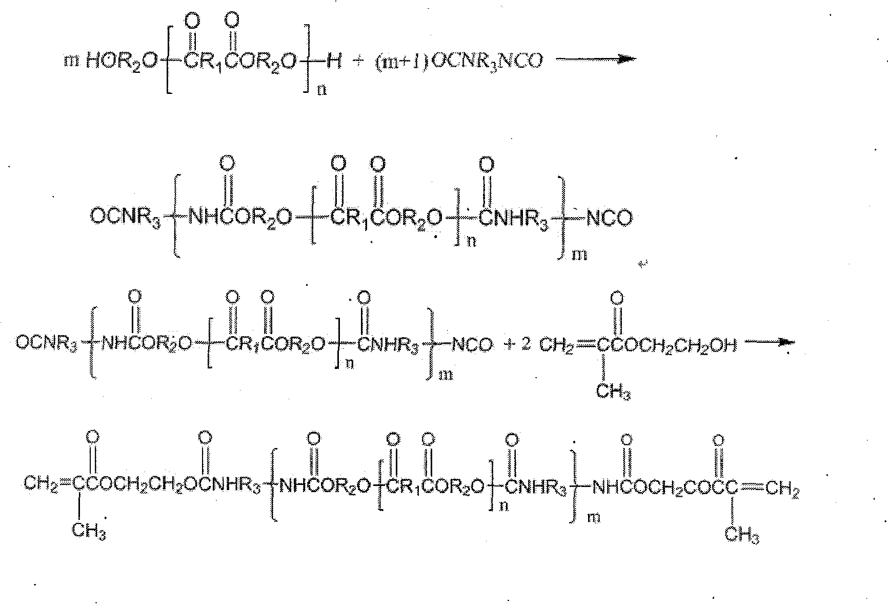 Preparation method of water-based UV ink (ultraviolet) of unsaturated polyester polyurethane segmented copolymer