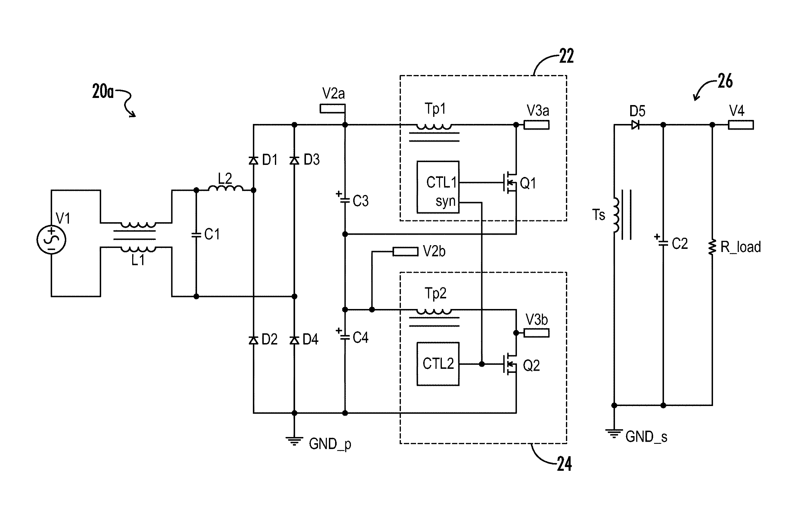 Multi-stage flyback converter for wide input voltage range applications