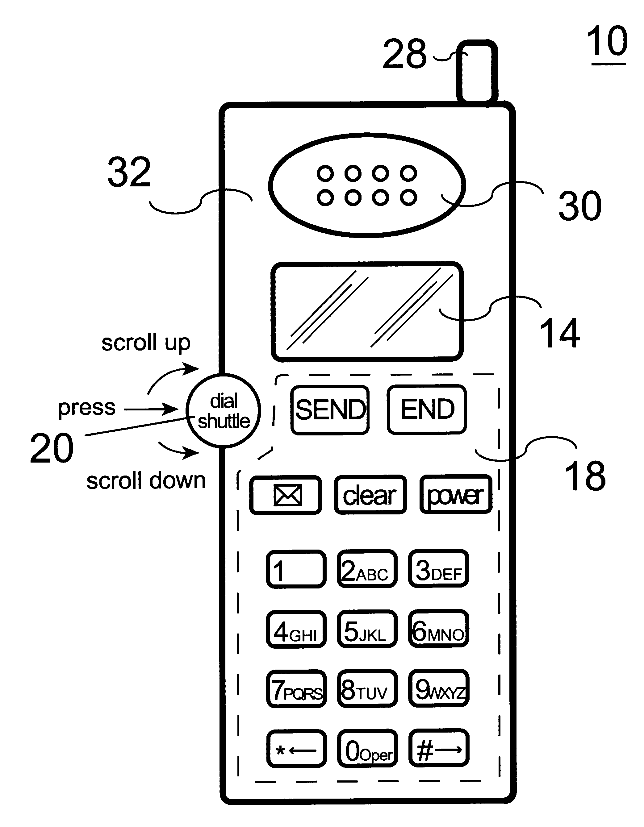 Communication terminal apparatus and method for selecting options using a dial shuttle