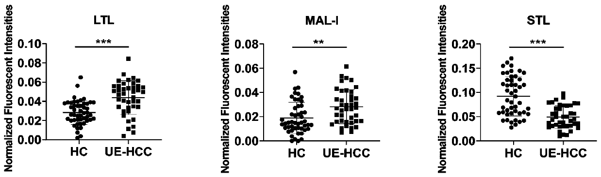 Application of specific lectin combination in construction of test tool for identifying ultra-early liver cancer based on saliva glycoprotein sugar chain