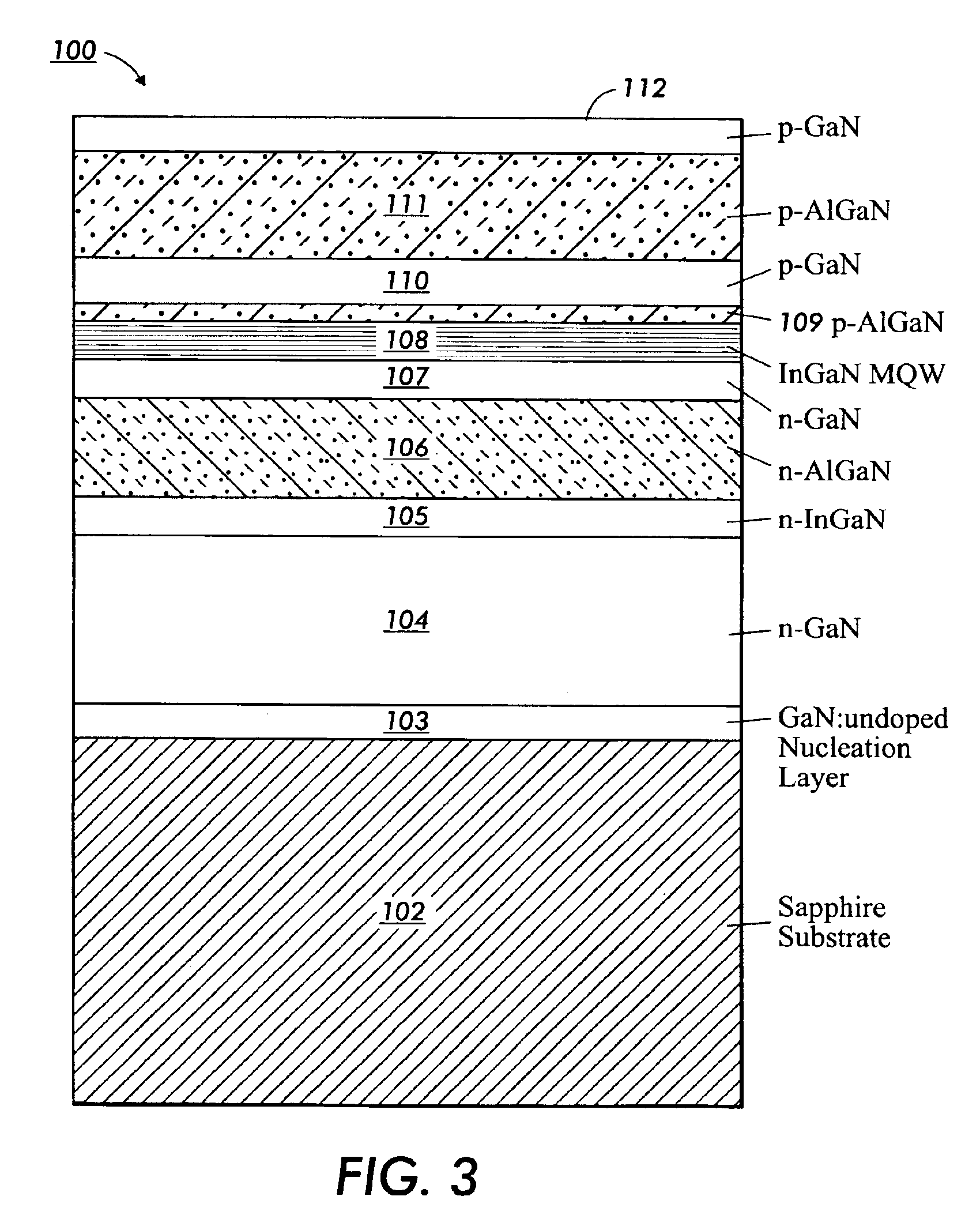 Two section blue laser diode with reduced output power droop