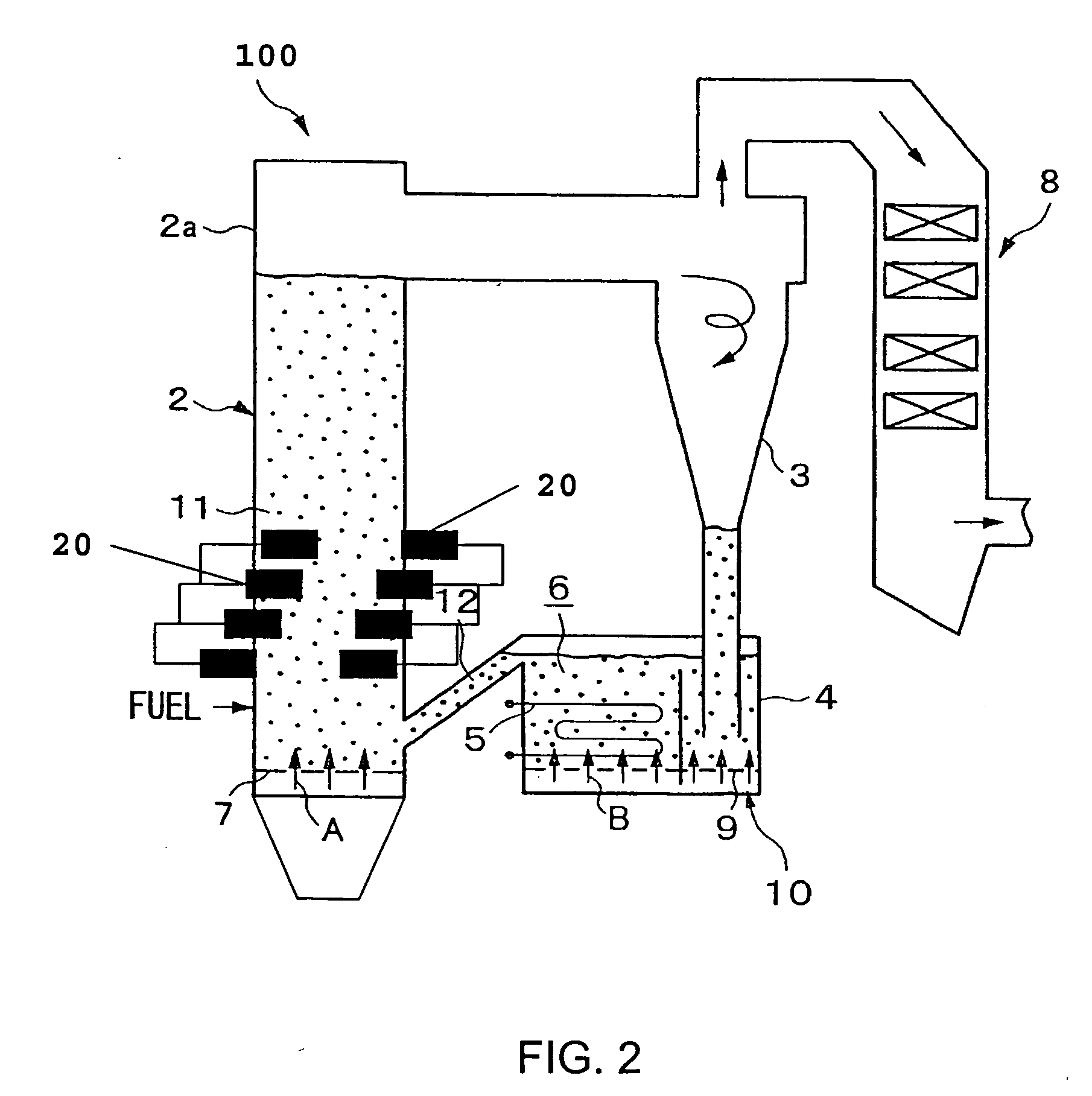 Circulating fluidized bed boiler having improved reactant utilization