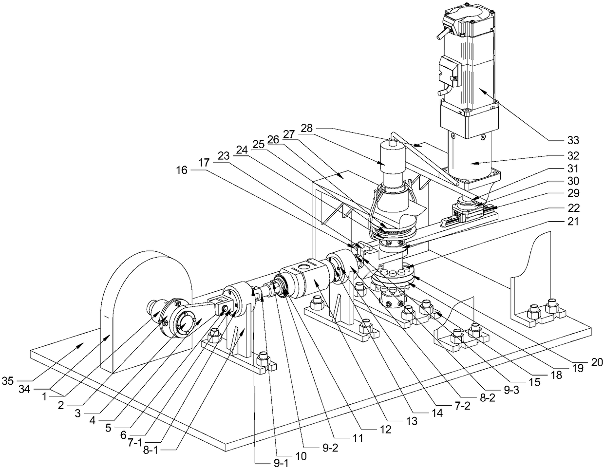 Flange tensile-bending-torsional composite loading multi-bolt loosening testing machine