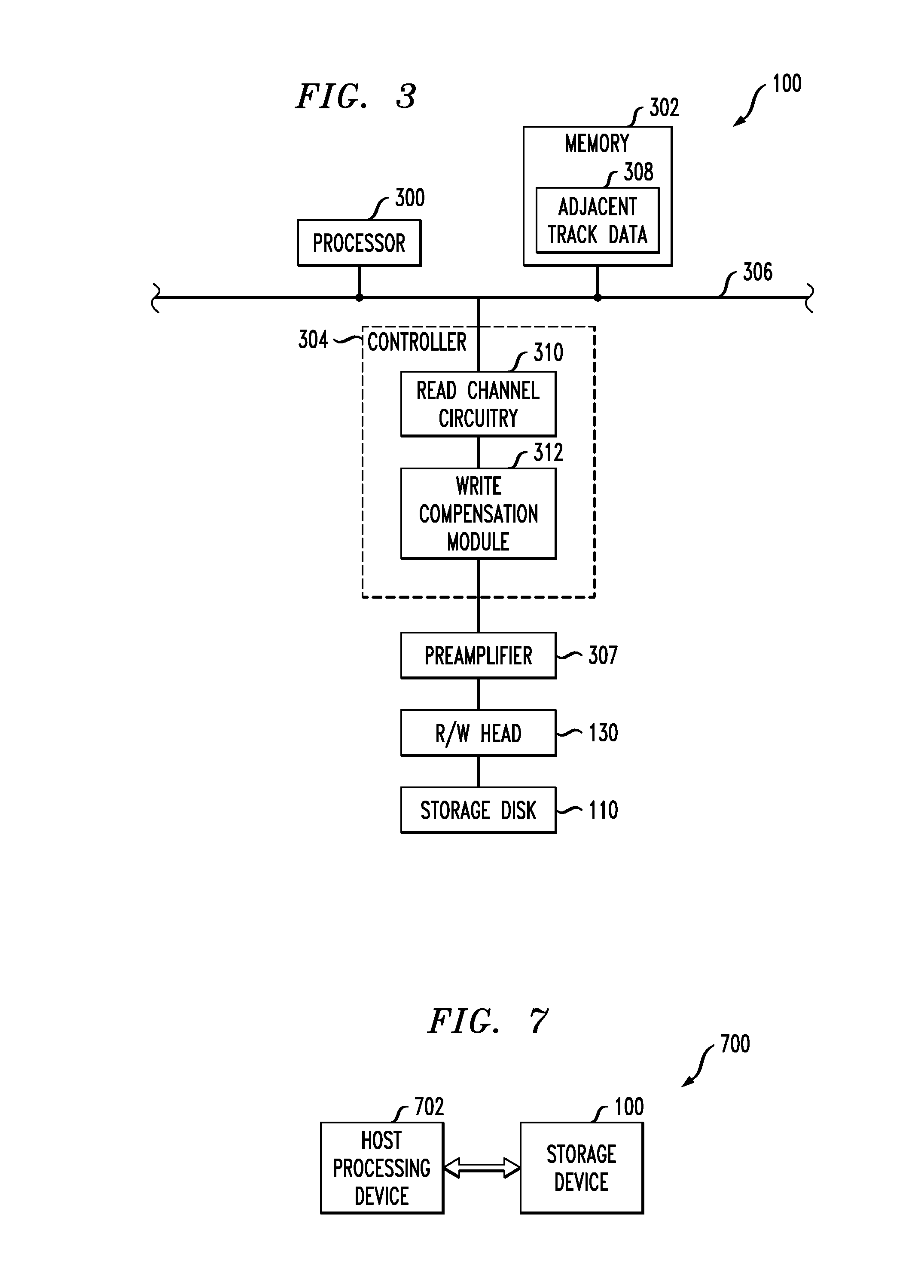 Disk-based storage device having write signal compensation for magnetization polarity of adjacent bits