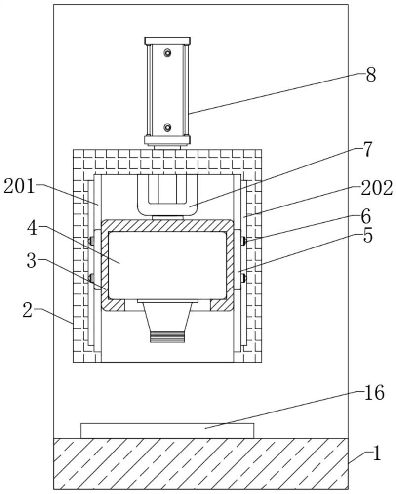 Vertical machining center with improved up-down rail