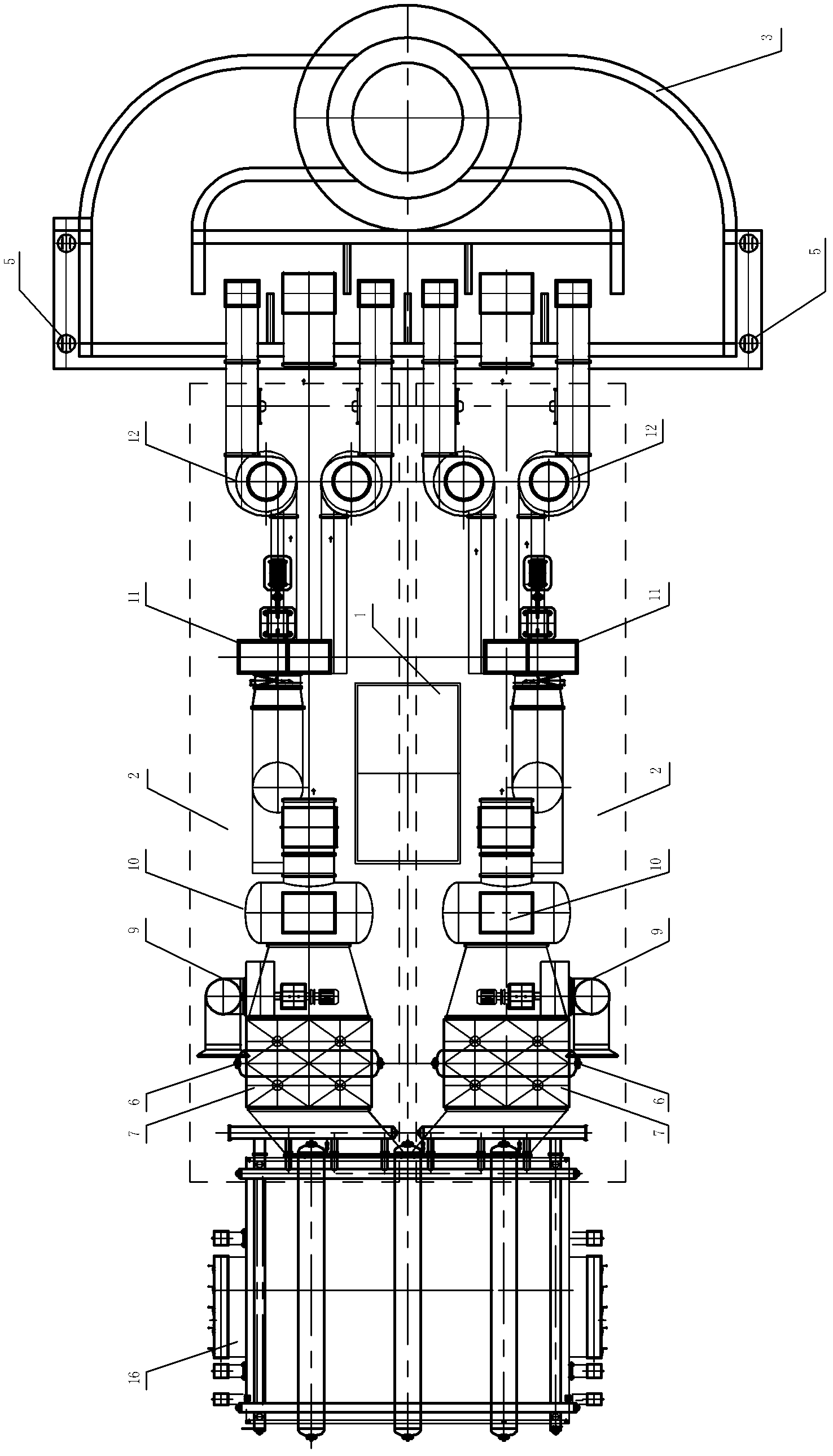 Energy-saving desulfuration and denitrification dust collector for large boiler