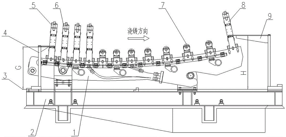 Offline rapid arc-aligning method for movable segment of arc-shaped billet continuous casting machine