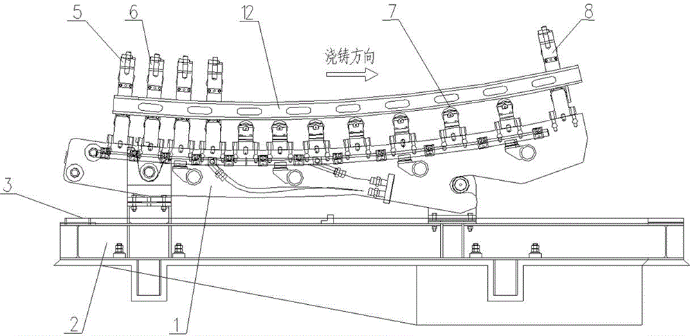 Offline rapid arc-aligning method for movable segment of arc-shaped billet continuous casting machine