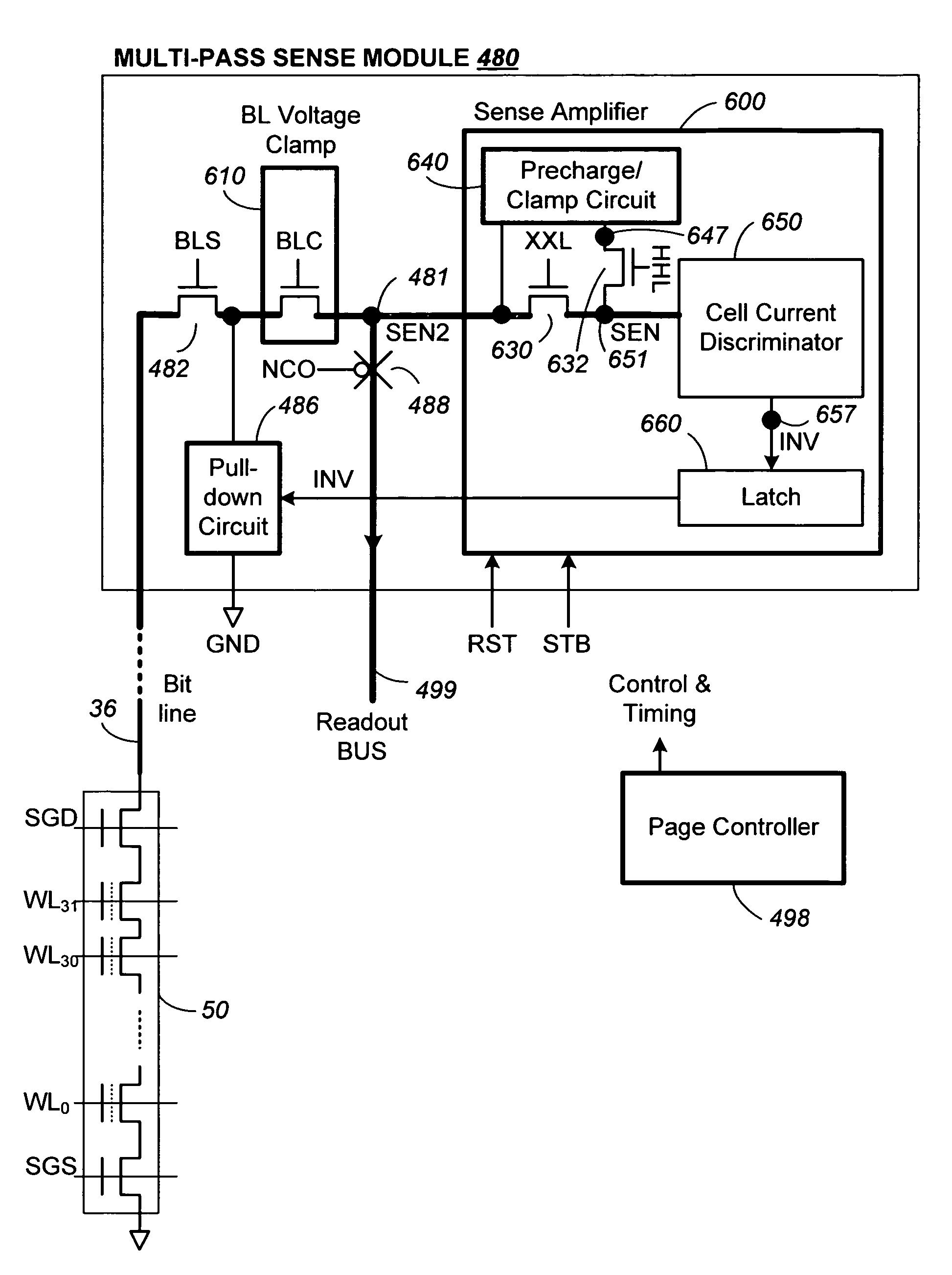 Method for power-saving multi-pass sensing in non-volatile memory