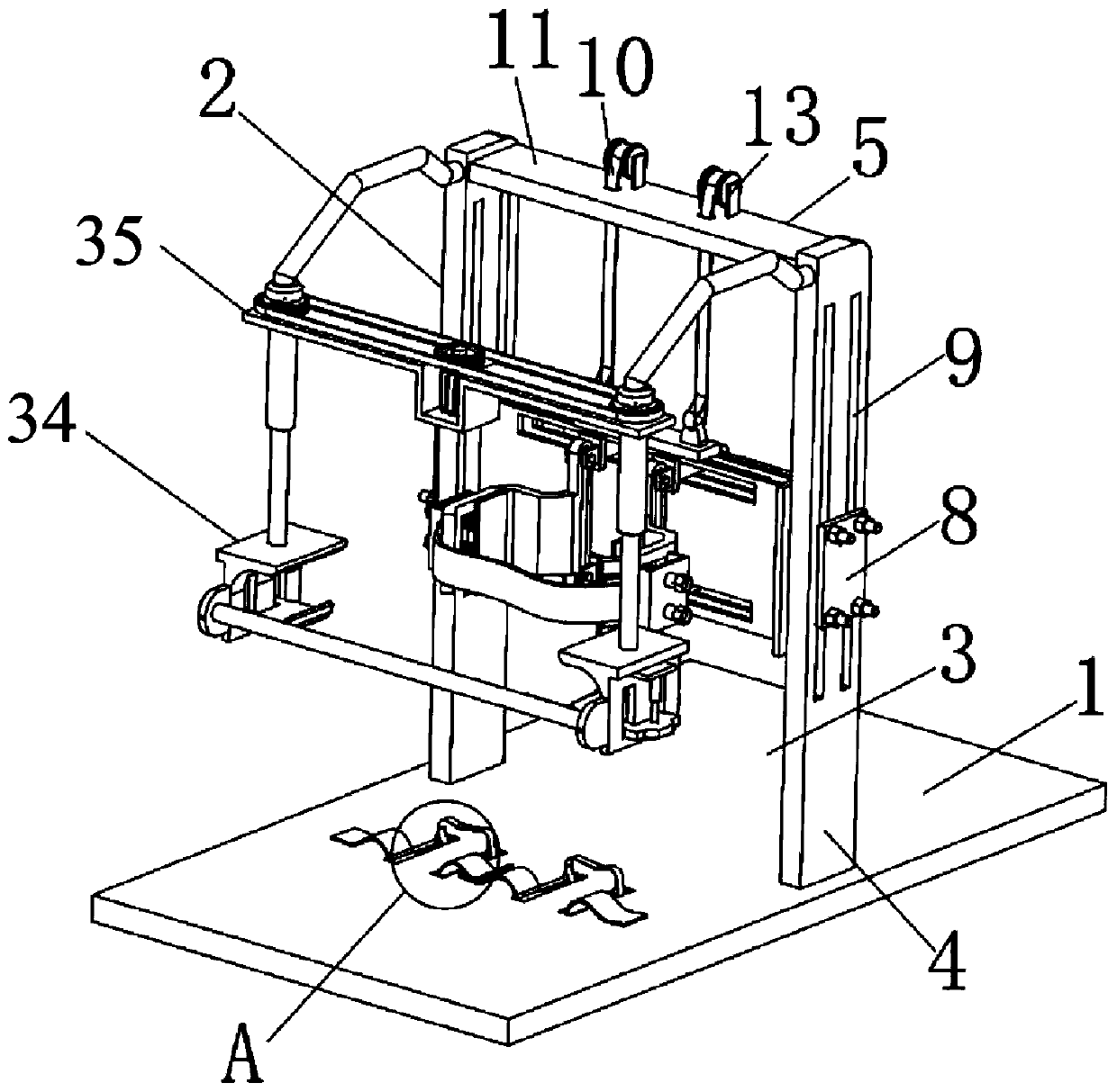 Hip and shoulder fixed standing rehabilitation training equipment for children with cerebral palsy