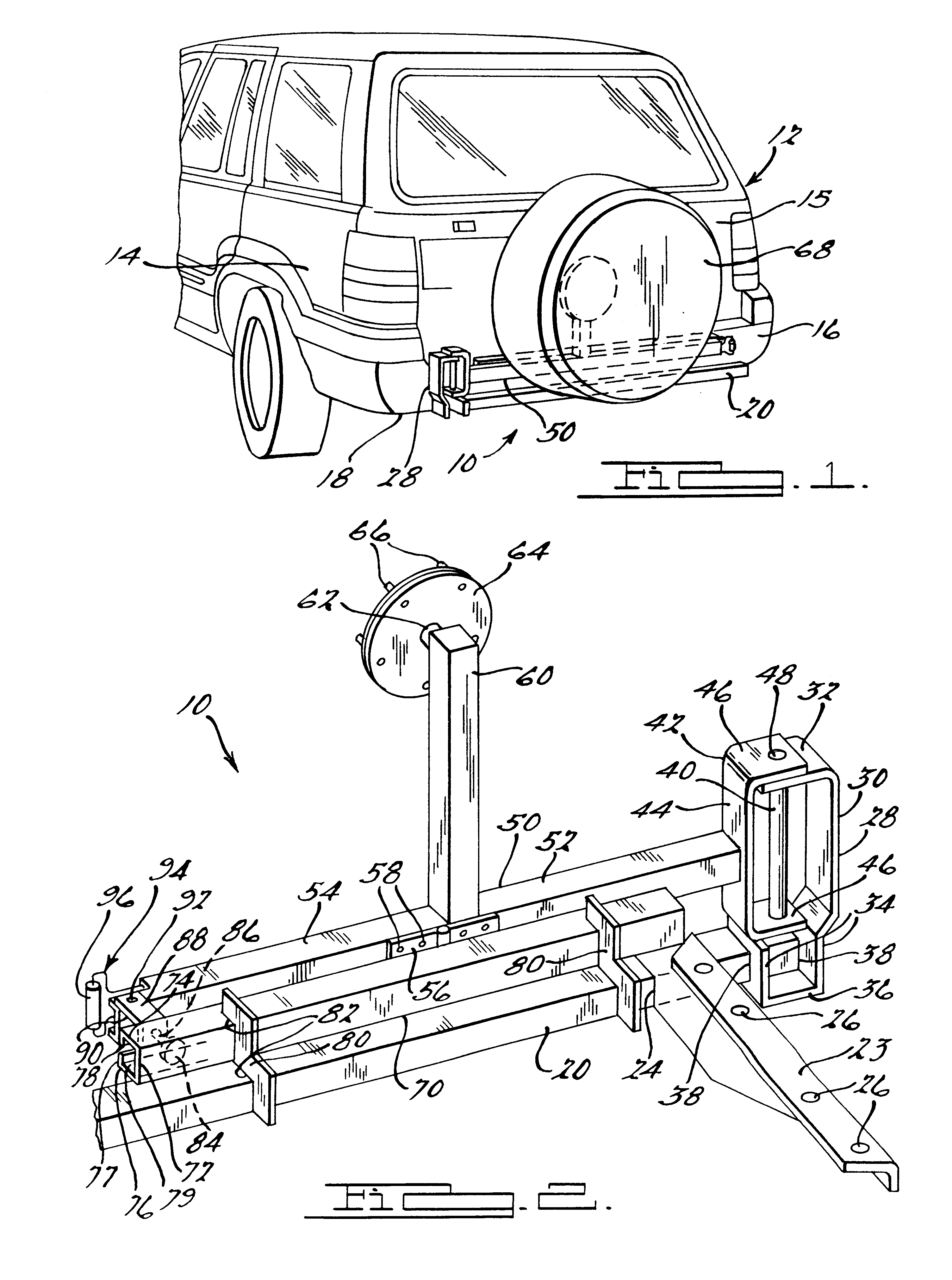 Swing-away spare tire carrier